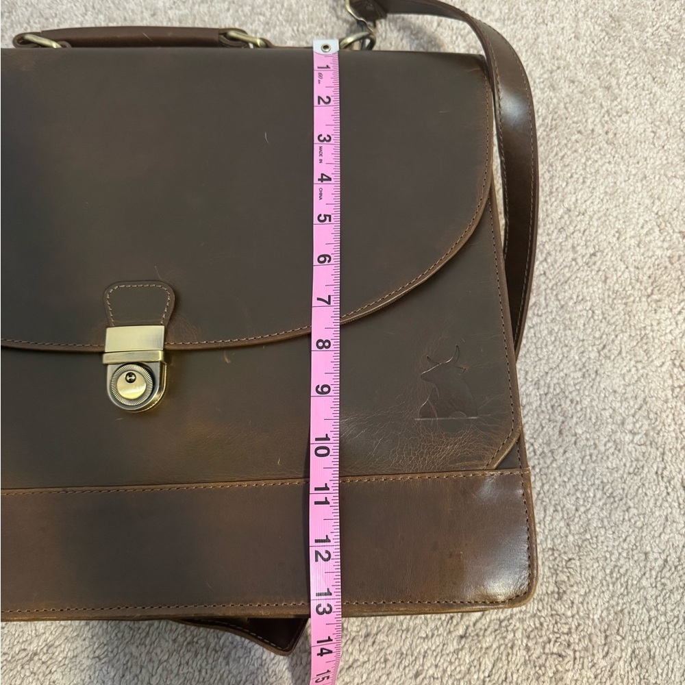 Leather Farm Brown Leather Laptop Case Crossbody Bag - Picture 11 of 11